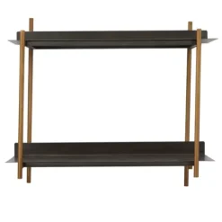 Shelves-Kirkland's Home Gray And Brass Metal Wall Shelf