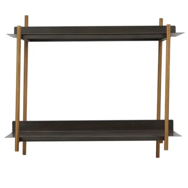 Shelves-Kirkland's Home Gray And Brass Metal Wall Shelf