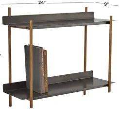 Shelves-Kirkland's Home Gray And Brass Metal Wall Shelf