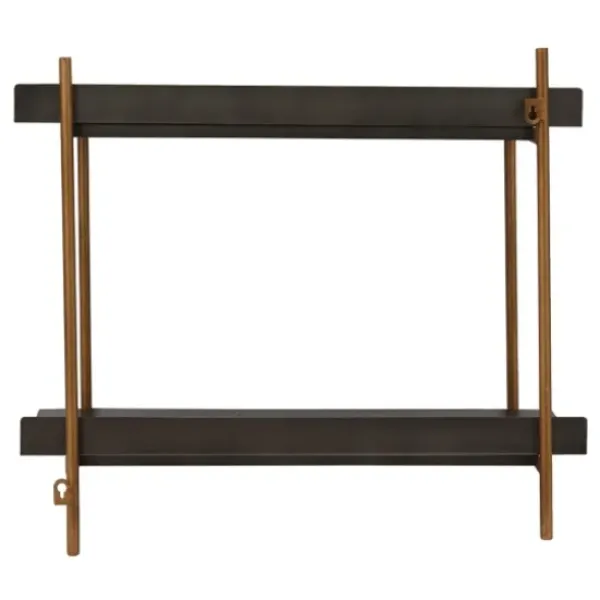 Shelves-Kirkland's Home Gray And Brass Metal Wall Shelf