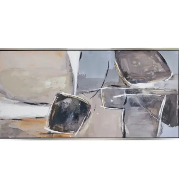 Framed Art-Kirkland's Home Gray And Brown Abstract Stones Framed Wall Art White/Gray/Brown