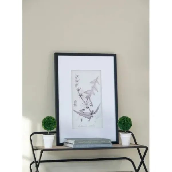 Framed Art-Kirkland's Home Gray And Cream Foliage 4-Pc. Framed Wall Art Set Gray/White