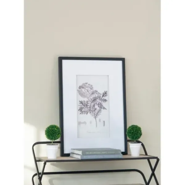 Framed Art-Kirkland's Home Gray And Cream Foliage 4-Pc. Framed Wall Art Set Gray/White