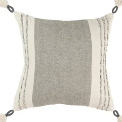 Pillows-Kirkland's Home Gray And Ivory Color Block Pillow Gray/Ivory
