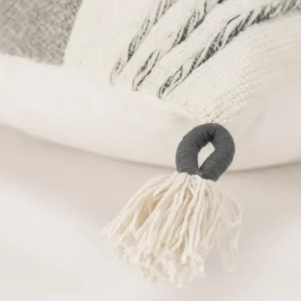 Pillows-Kirkland's Home Gray And Ivory Color Block Pillow Gray/Ivory
