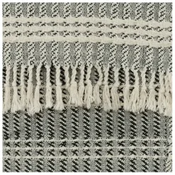 Blankets & Throws-Kirkland's Home Gray And Ivory Striped Cotton Throw Gray/Ivory