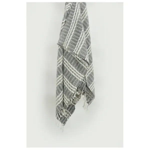 Blankets & Throws-Kirkland's Home Gray And Ivory Striped Cotton Throw Gray/Ivory