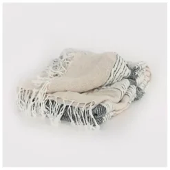 Blankets & Throws-Kirkland's Home Gray And Natural Colorblock Chevron Throw Gray/Tan