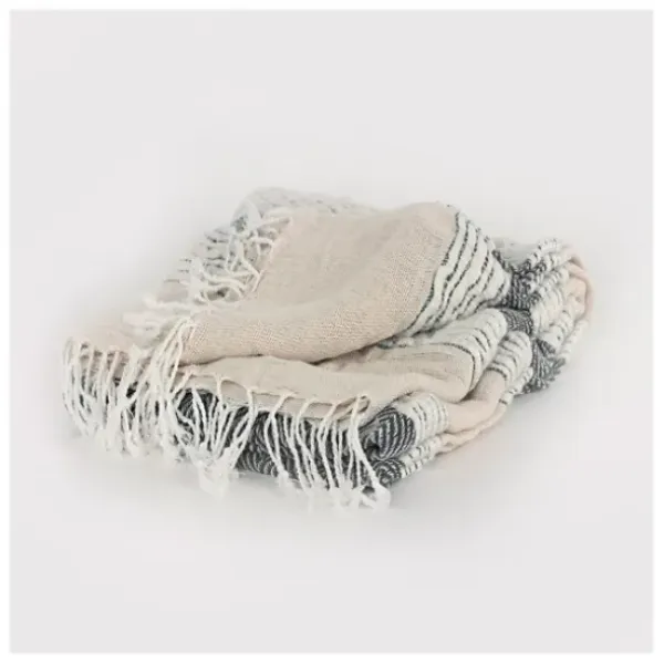 Blankets & Throws-Kirkland's Home Gray And Natural Colorblock Chevron Throw Gray/Tan