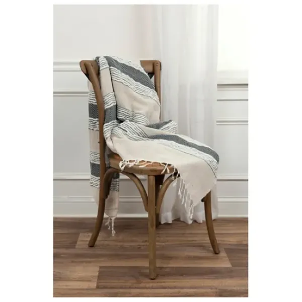 Blankets & Throws-Kirkland's Home Gray And Natural Colorblock Chevron Throw Gray/Tan