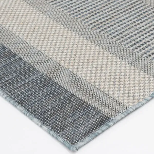Shower Curtains-Kirkland's Home Gray And Navy Striped Fringe Shower Curtain Gray/Blue