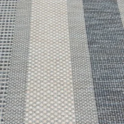 Shower Curtains-Kirkland's Home Gray And Navy Striped Fringe Shower Curtain Gray/Blue