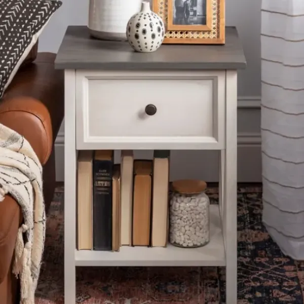 Accent & End Tables-Kirkland's Home Gray And Wash Reclaimed Wood Accent Table White