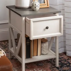 Accent & End Tables-Kirkland's Home Gray And Wash Reclaimed Wood Accent Table White