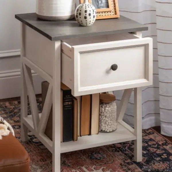 Accent & End Tables-Kirkland's Home Gray And Wash Reclaimed Wood Accent Table White