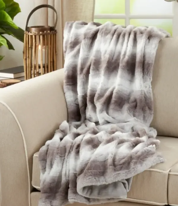 Blankets & Throws-Kirkland's Home Gray And White Animal Print Faux Fur Throw Gray/White