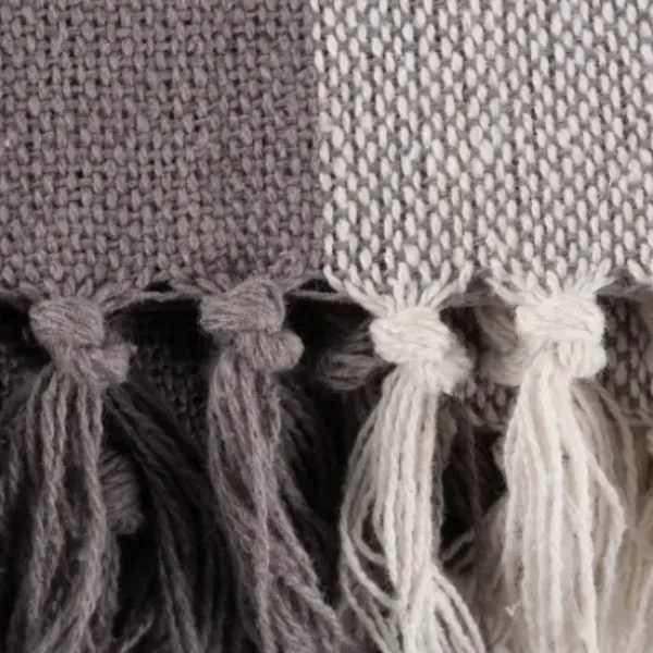 Blankets & Throws-Kirkland's Home Gray And White Buffalo Check Woven Fringe Throw Gray/White