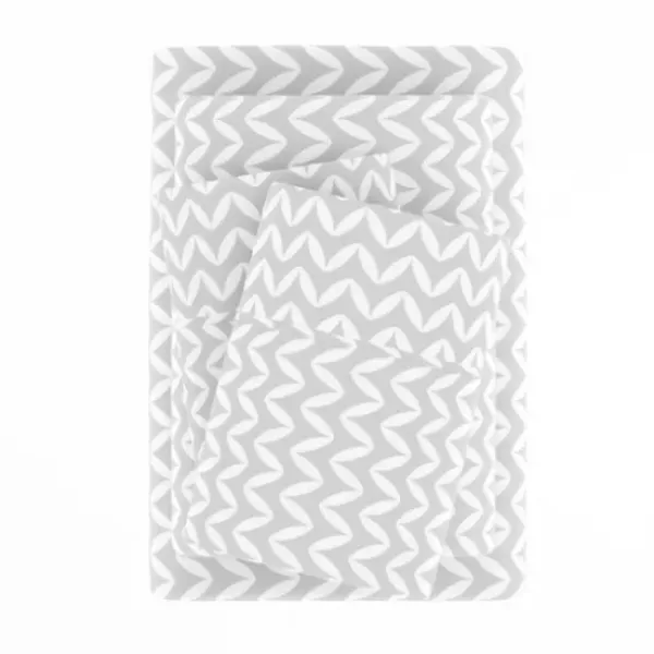 Bed Sheets-Kirkland's Home Gray And White Chevron 3-Pc. Twin Sheet Set Gray/White