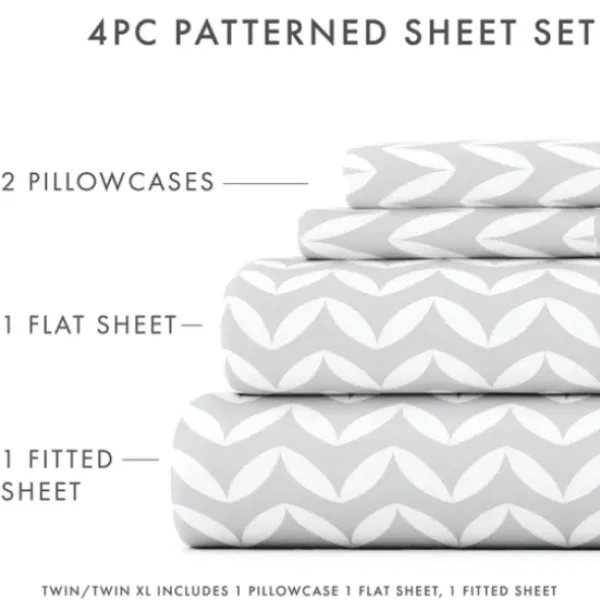 Bed Sheets-Kirkland's Home Gray And White Chevron 3-Pc. Twin Sheet Set Gray/White