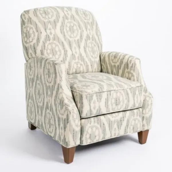 Accent Chairs-Kirkland's Home Gray And White Damask Upholstered Recliner Gray/White