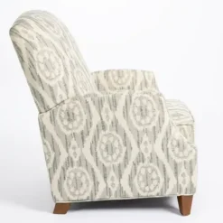 Accent Chairs-Kirkland's Home Gray And White Damask Upholstered Recliner Gray/White