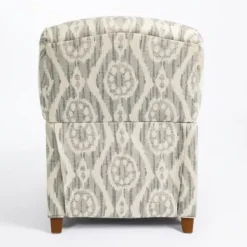 Accent Chairs-Kirkland's Home Gray And White Damask Upholstered Recliner Gray/White