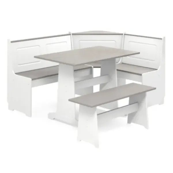 Dining Sets-Kirkland's Home Gray And White 3-Pc. Dining Nook Set