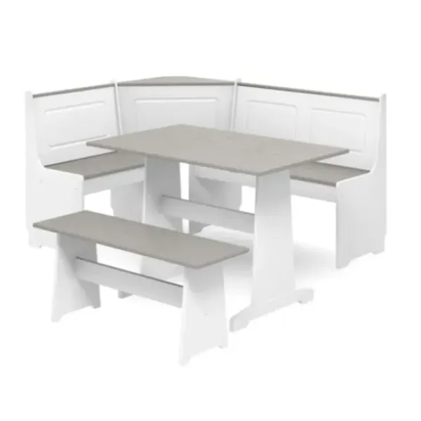 Dining Sets-Kirkland's Home Gray And White 3-Pc. Dining Nook Set