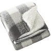 Blankets & Throws-Kirkland's Home Gray And White Plaid Faux Mohair Sherpa Throw Gray/White