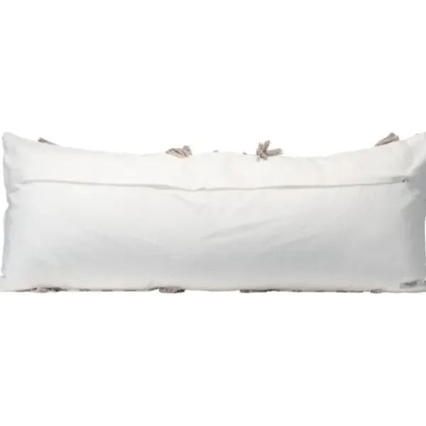 Pillows-Kirkland's Home Gray And White Striped Fringe Lumbar Pillow Gray/White