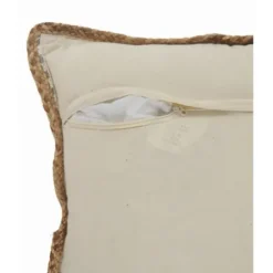 Pillows-Kirkland's Home Gray And White Stripped Jute Border Accent Pillow Gray/White/Tan