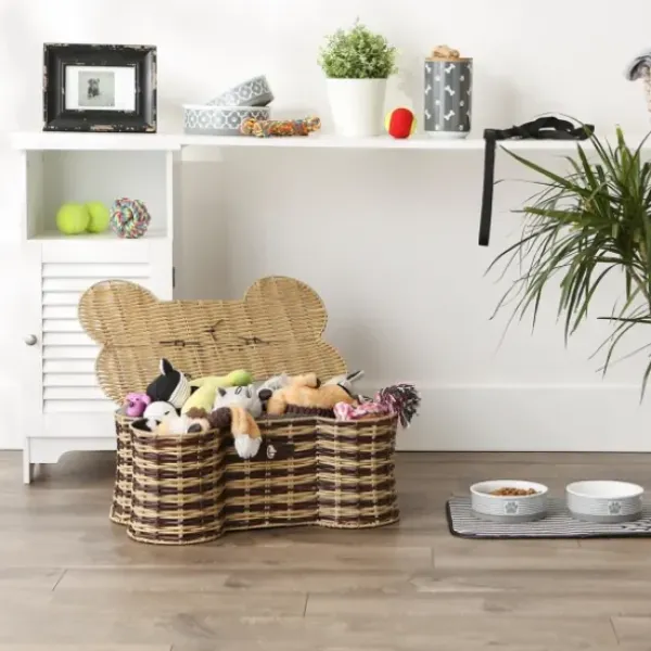 Baskets & Boxes-Kirkland's Home Gray And White Tuft Peaks Storage Basket White/Gray