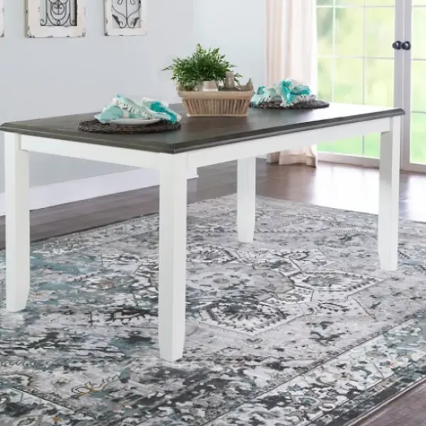 Dining Tables-Kirkland's Home Gray And White Two-Toned Wood Dining Table Gray/White