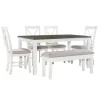Dining Sets-Kirkland's Home Gray And White Upholstered Wood 6-Pc. Dining Set Gray/White