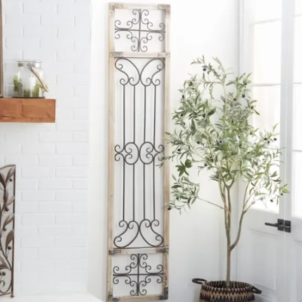 Wall Plaques-Kirkland's Home Gray Angelic Scrollwork Panel Wall Plaque Gray/Tan