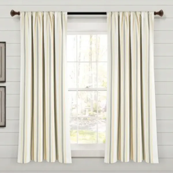 Curtains & Drapes-Kirkland's Home Gray Becky Curtain Panel Set, 108 In. Gray/Tan