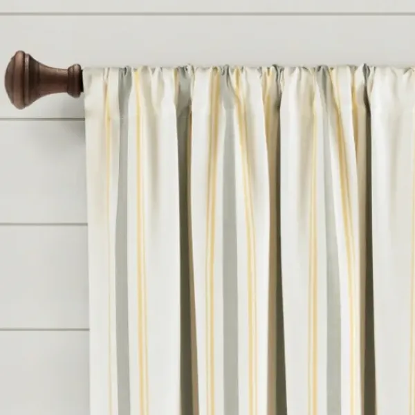 Curtains & Drapes-Kirkland's Home Gray Becky Curtain Panel Set, 108 In. Gray/Tan