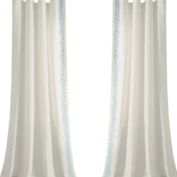 Curtains & Drapes-Kirkland's Home Gray Bella Curtain Panel Set, 84 In. Gray/White