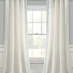 Curtains & Drapes-Kirkland's Home Gray Bella Curtain Panel Set, 84 In. Gray/White