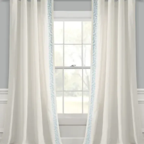 Curtains & Drapes-Kirkland's Home Gray Bella Curtain Panel Set, 84 In. Gray/White