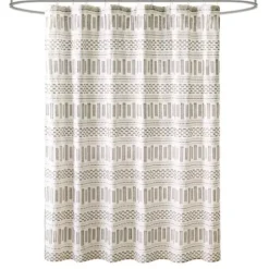 Shower Curtains-Kirkland's Home Gray Boho Tufted Circles Shower Curtain Gray/White