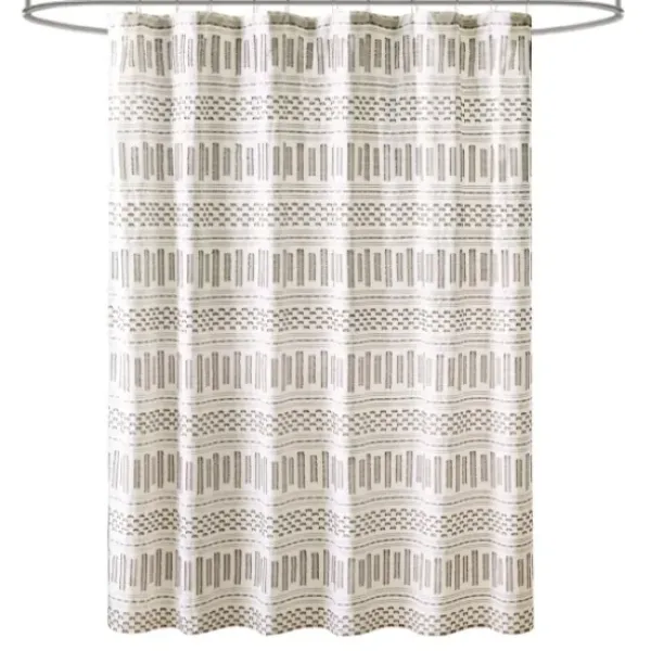 Shower Curtains-Kirkland's Home Gray Boho Tufted Circles Shower Curtain Gray/White