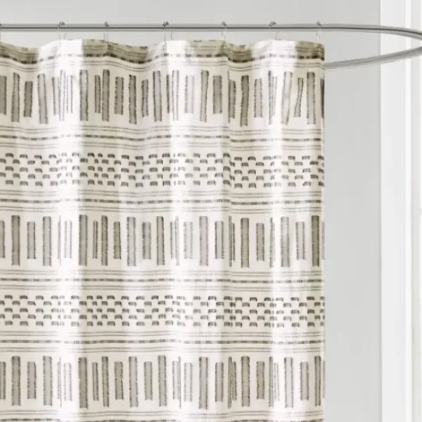 Shower Curtains-Kirkland's Home Gray Boho Tufted Circles Shower Curtain Gray/White