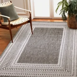 Outdoor Rugs-Kirkland's Home Gray Botanical Shells Outdoor Area Rug, 5X7 Gray/White/Yellow