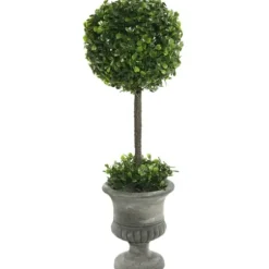 Trees & Topiaries-Kirkland's Home Gray Boxwood Pedestal Urn Topiary, 2 Ft.