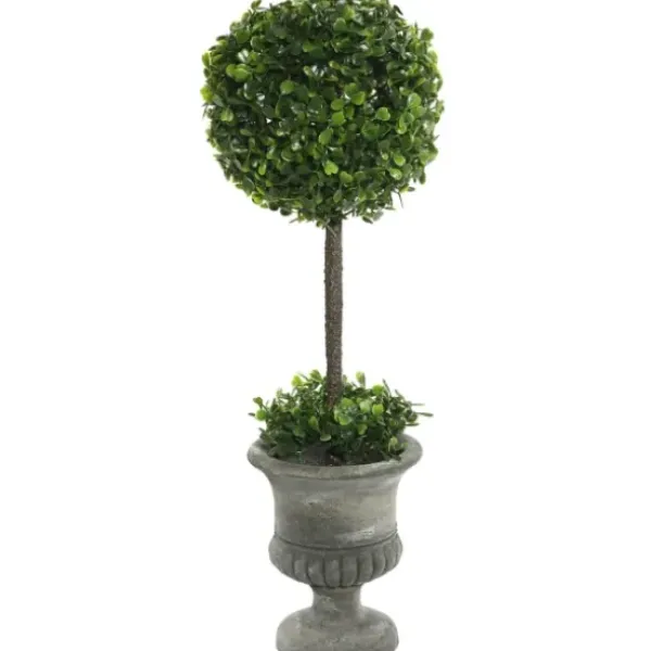 Trees & Topiaries-Kirkland's Home Gray Boxwood Pedestal Urn Topiary, 2 Ft.