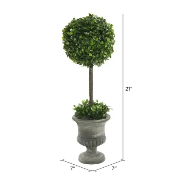 Trees & Topiaries-Kirkland's Home Gray Boxwood Pedestal Urn Topiary, 2 Ft.