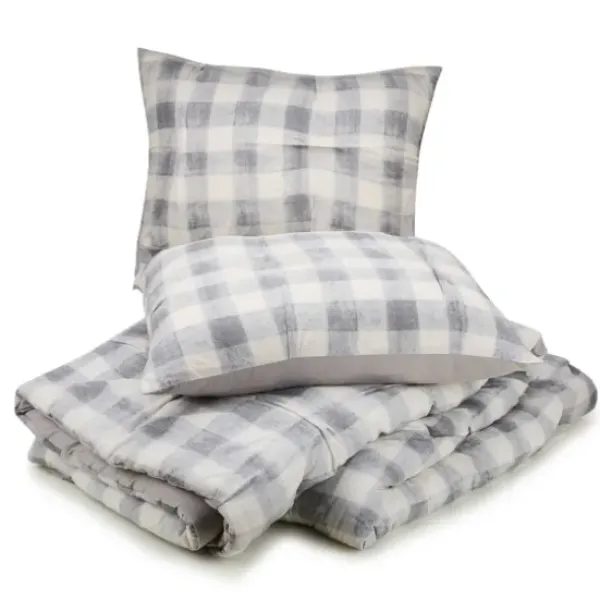 Comforters-Kirkland's Home Gray Buffalo Check 5-Pc. Queen Comforter Set Gray/White