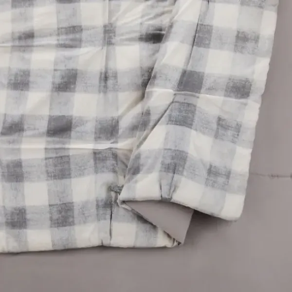 Comforters-Kirkland's Home Gray Buffalo Check 5-Pc. Queen Comforter Set Gray/White