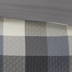 Comforters-Kirkland's Home Gray Buffalo Herringbone Queen 7-Pc. Comforter Set Gray/White/Blue